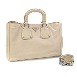 PRADA Cream Leather Shoulder Bag